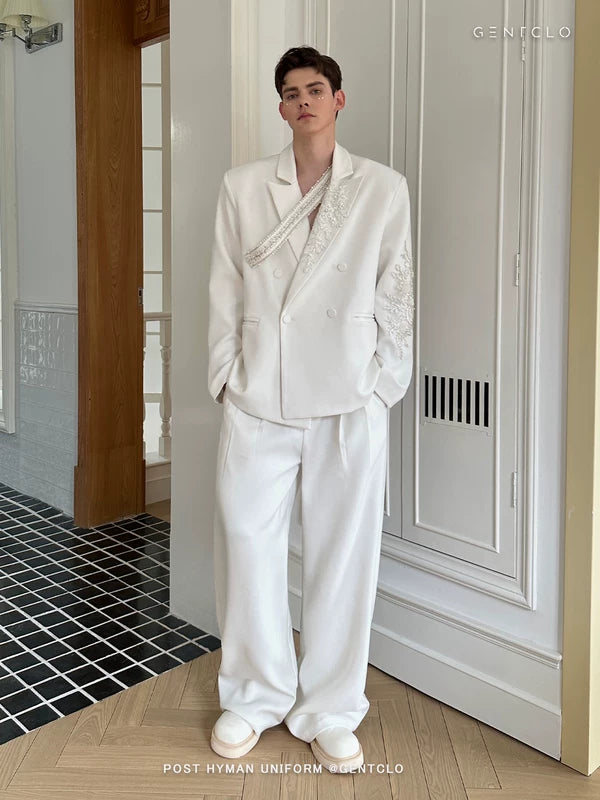 Beaded Double-Breasted Relaxed Suit Set 5