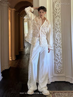 Beaded Side Stripe Loose Casual Pants 4