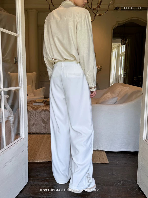 Beaded Side Stripe Loose Casual Pants 5