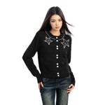 Beaded Star Round Neck Knit Cardigan 4