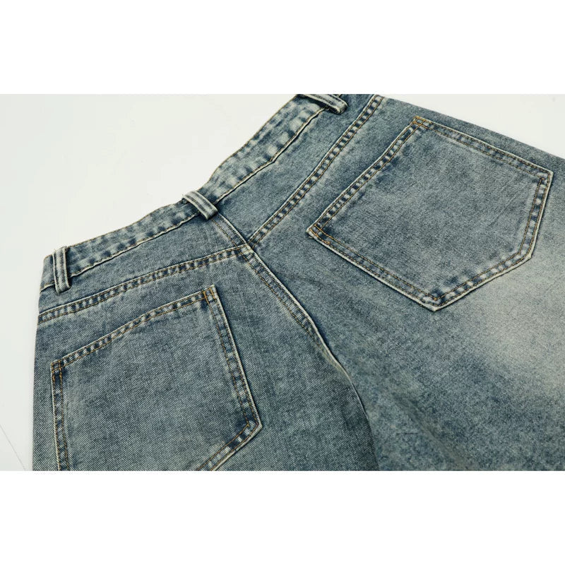 Bear Embroidered Wide Leg Jeans Pants 3