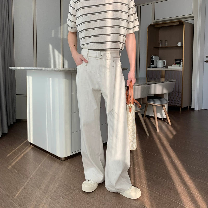 6201136070116,6201136070118,6201136070120,6201136070122, Belted Wide Leg Casual Pants