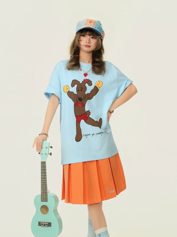 Boxing Puppy Graphic Oversized T-Shirt 4