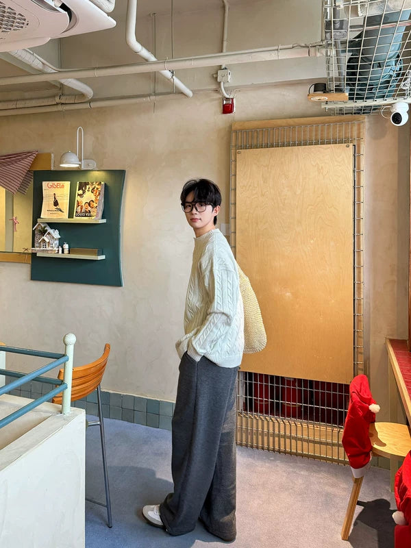 Button-Down Henley Cable Knit Sweater 5