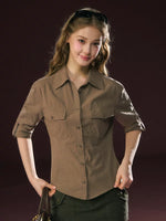 Button Front Roll-Tab Sleeve Shirt 2