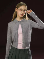 Button-Up Knit Collared Cardigan Sweater 5