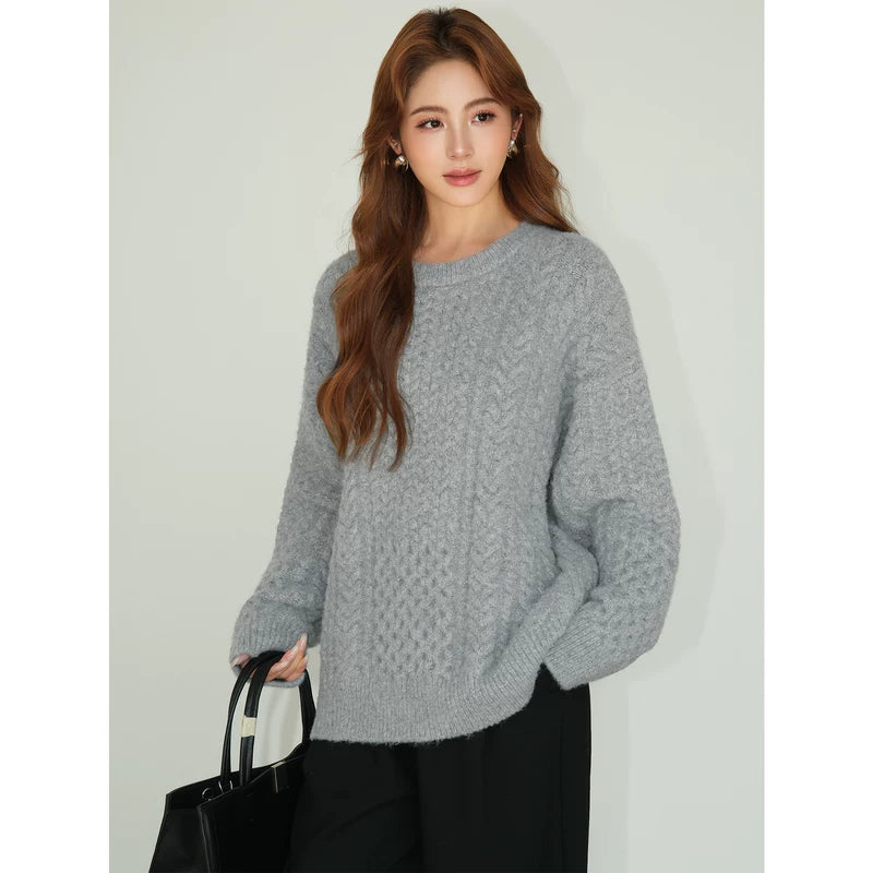 Cable Knit Crew Neck Pullover Sweater 4