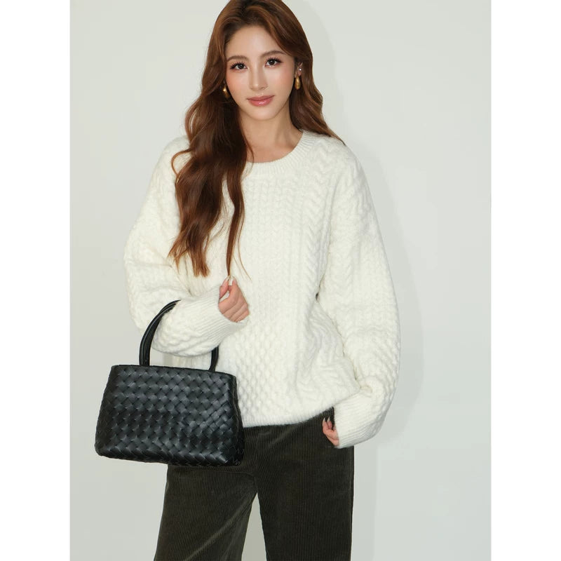 alt_id_485612150, Cable Knit Crew Neck Pullover Sweater