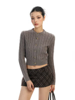 Cable Knit Cropped Button Cardigan Sweater 5