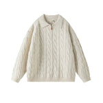 5925146960105,5925146960106,5925146960107,5925146960108,5925146960109, Cable Knit Half-Zip Polo Sweater