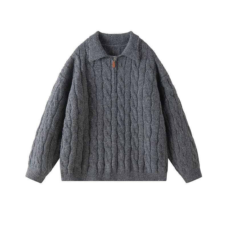 5925146960115,5925146960116,5925146960117,5925146960118,5925146960119, Cable Knit Half-Zip Polo Sweater