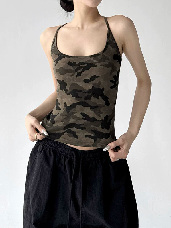 Camouflage Slim Fit Spaghetti Strap Tank 2