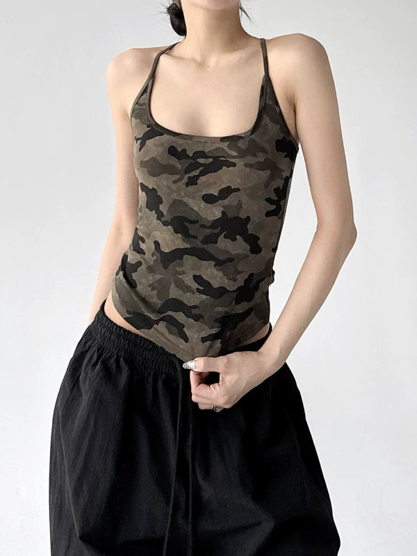 Camouflage Slim Fit Spaghetti Strap Tank 4