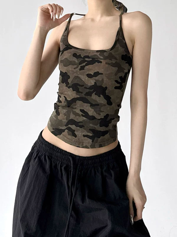 Camouflage Slim Fit Spaghetti Strap Tank 5