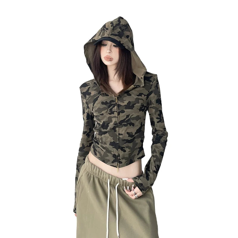 Camouflage Zip Up Slim Fit Hoodie Jacket 5