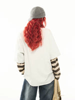 Cartoon Cat Print Striped Layered Turtleneck 5