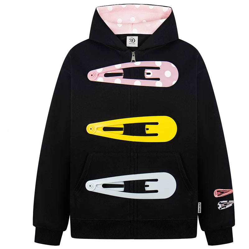 1627207:28341,6018039529026,1627207:28341,6018039529028,1627207:28341,6018039529027,6018039529026,6018039529028,6018039529027, Cartoon Hair Clip Zip Up Hoodie