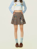 Cartoon Plaid High-Waisted Pleated Skirt 4