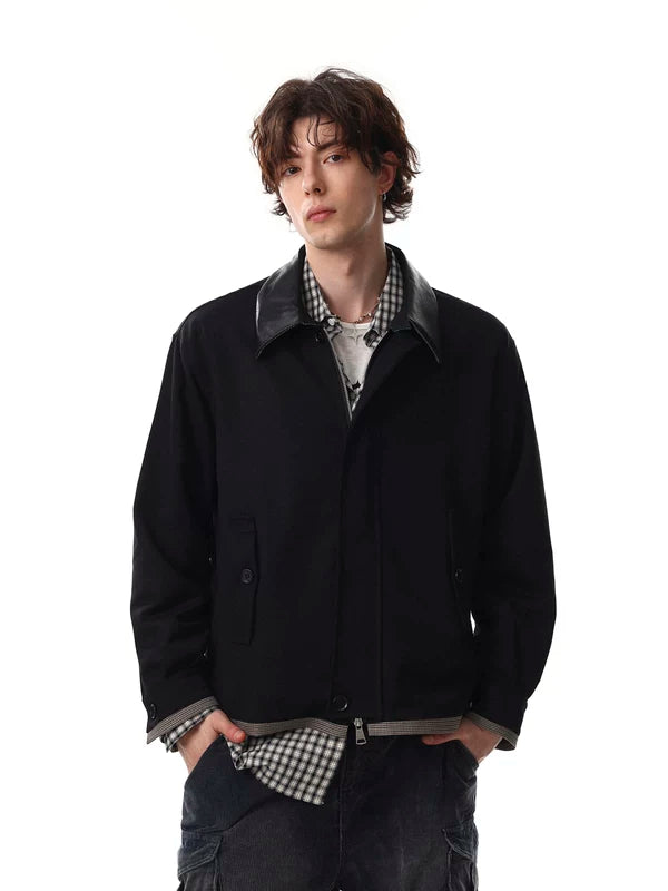 Casual Colorblock Collar Loose Fit Jacket 2