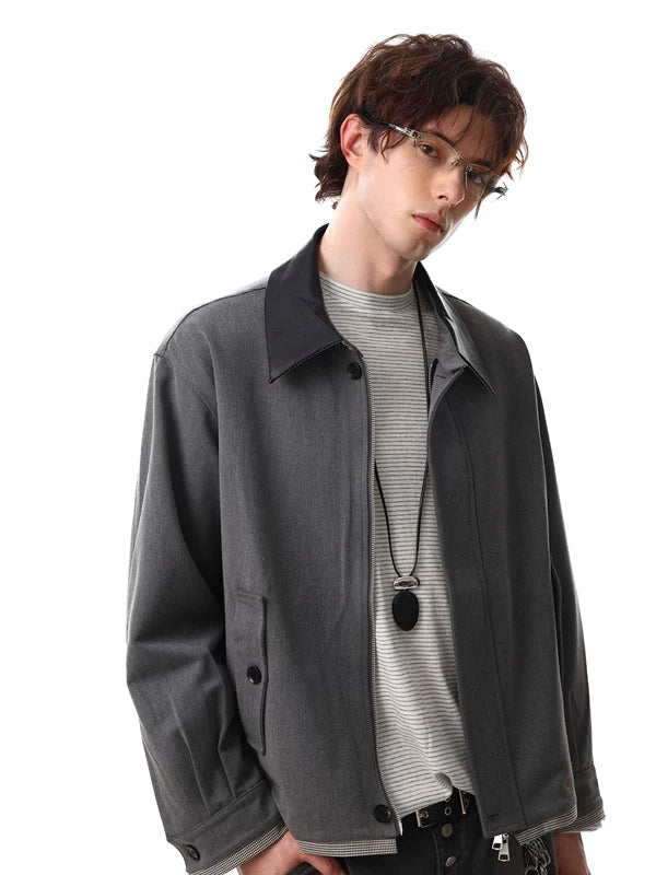 Casual Colorblock Collar Loose Fit Jacket 3