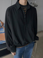 Casual Loose Fit Long Sleeve Pullover Shirt 4