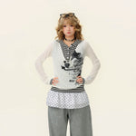 Cat Ear Hooded Layered Print Pullover 2