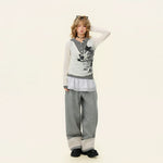 Cat Ear Hooded Layered Print Pullover 3