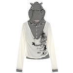 Cat Ear Hooded Layered Print Pullover 5
