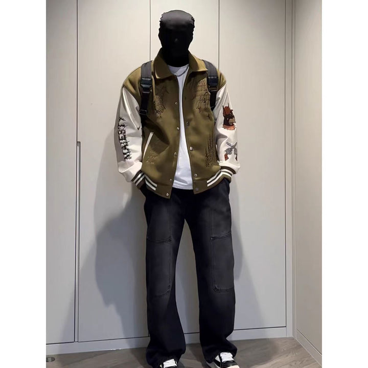 Embroidered Patchwork Varsity Baseball Jacket