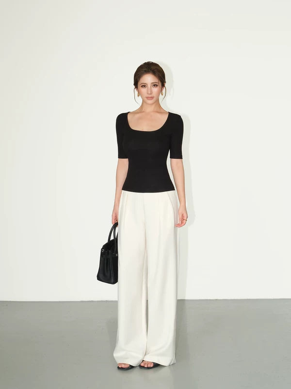 Classic High-Waist Wide-Leg Straight Pants 3