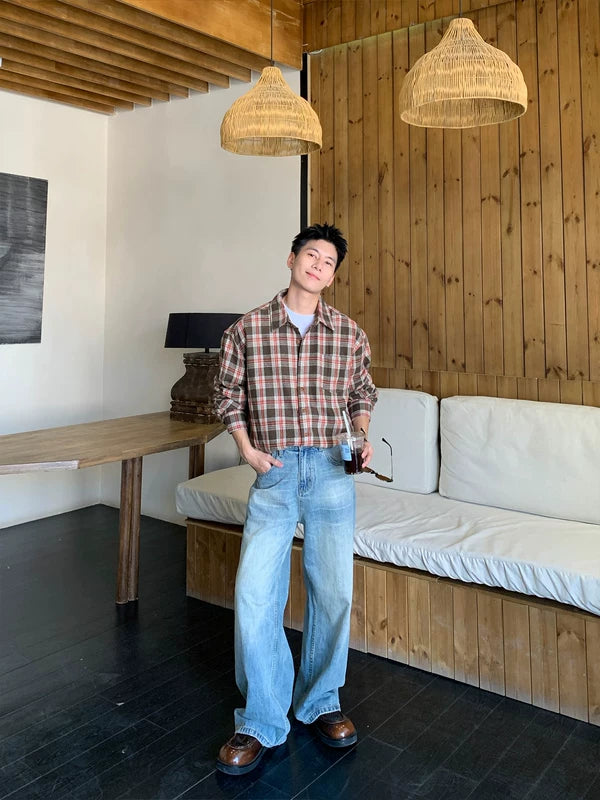 Classic Plaid Long Sleeve Collared Shirt 2