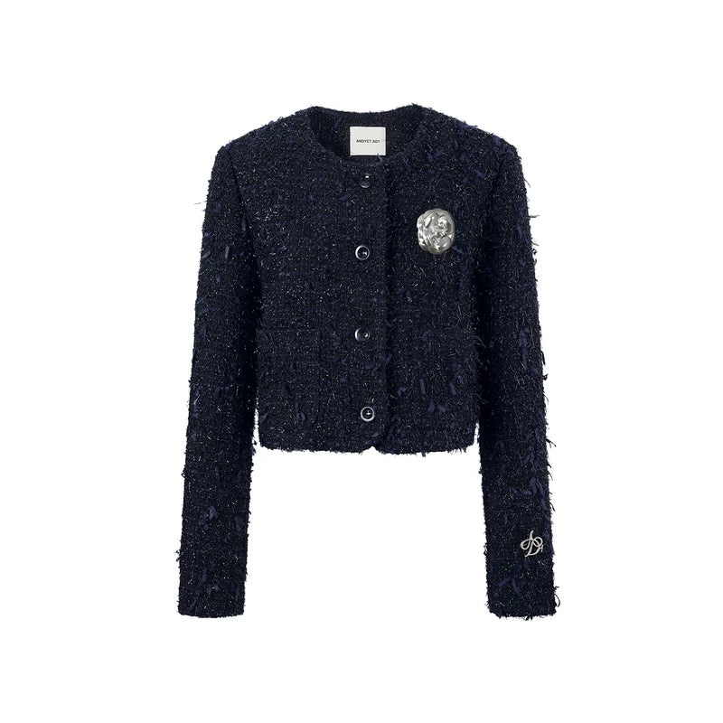 1627207:20012129,6168365742296,1627207:20012129,6168365742295,1627207:20012129,6168365742297,6168365742296,6168365742295,6168365742297, Classic Textured Round Neck Short Cardigan