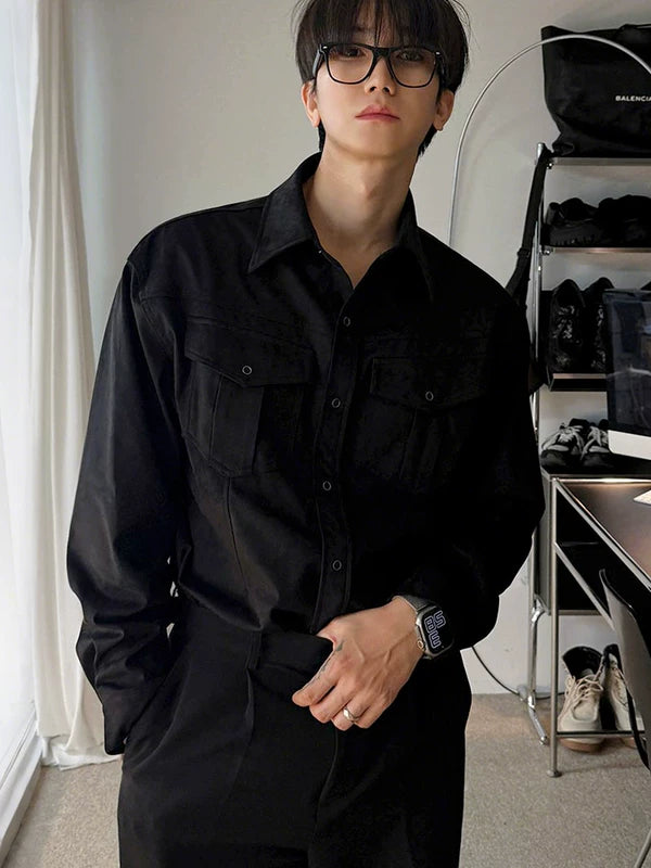 Collared Workwear Shirt Jacket with Pockets 4