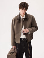 Colorblock Collar Lightweight Leather Jacket 5