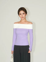 Colorblock Off-Shoulder Long Sleeve Top 4