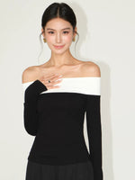 Colorblock Off-Shoulder Long Sleeve Top 5