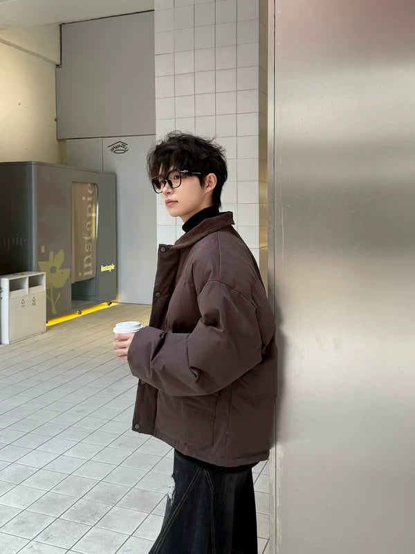 ,6184178439636,6184178439637,6184178439638,6184178439639, Corduroy Collar Oversized Insulated Cotton Jacket