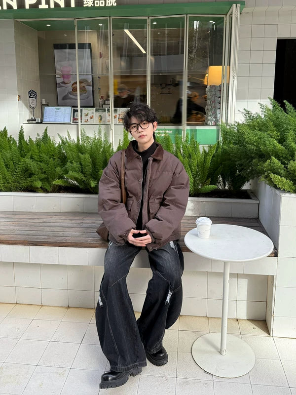 Corduroy Collar Oversized Insulated Cotton Jacket 4