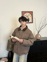 6184178439632,6184178439633,6184178439634,6184178439635, Corduroy Collar Oversized Insulated Cotton Jacket