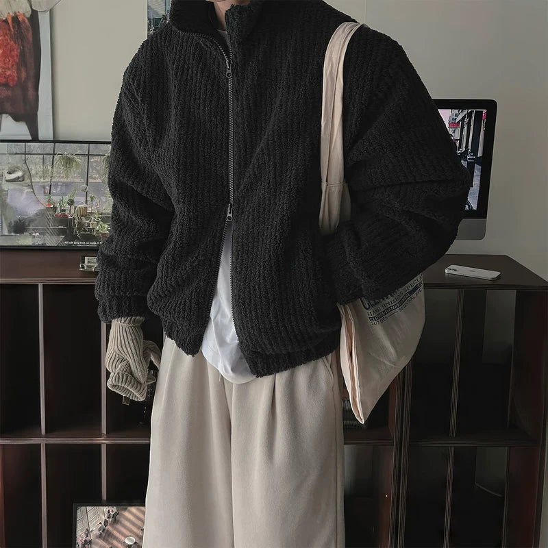 Corduroy Fleece Stand Collar Winter Jacket 5