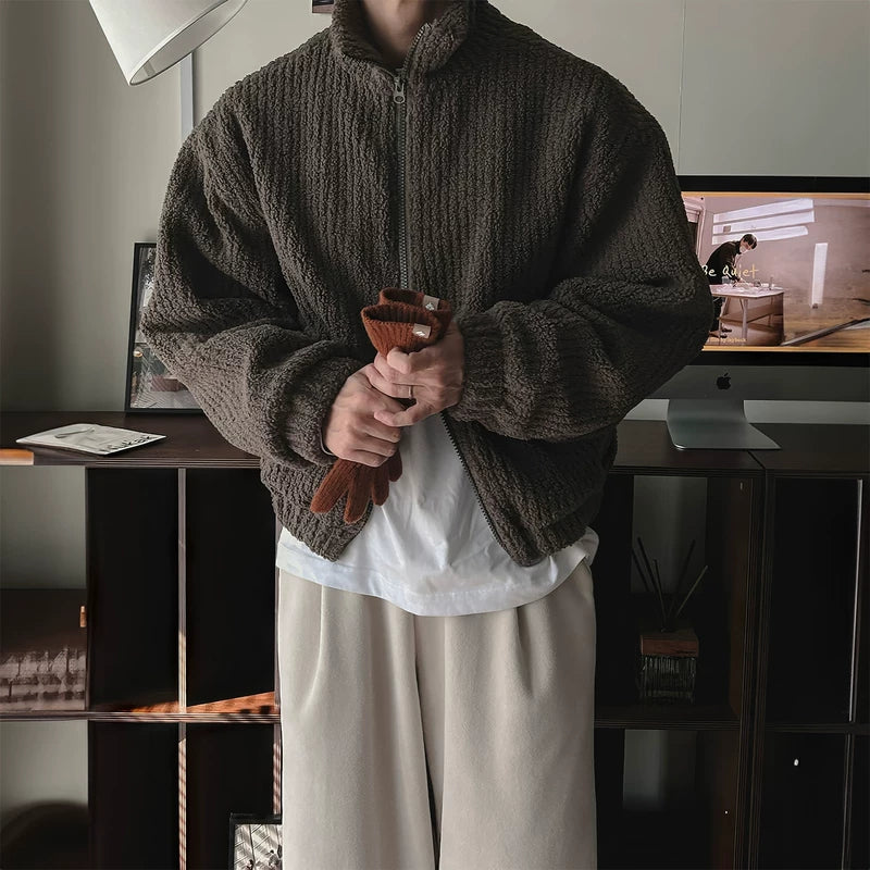 1627207:3232478,6177144906919,1627207:3232478,6177144906920,1627207:3232478,6177144906921,6177144906919,6177144906920,6177144906921, Corduroy Fleece Stand Collar Winter Jacket