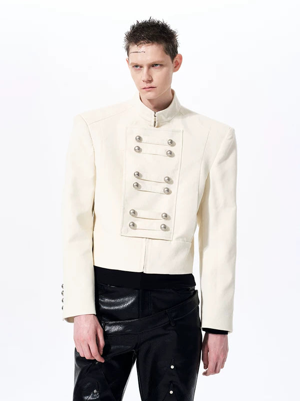 Corduroy Short Jacket with Fold Buttons 2