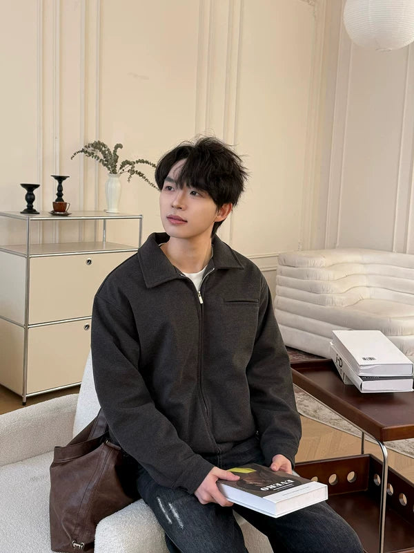 ,6019235937480,6019235937481,6019235937482,6019235937483, Cotton-Lined Wool Lapel Zip Jacket