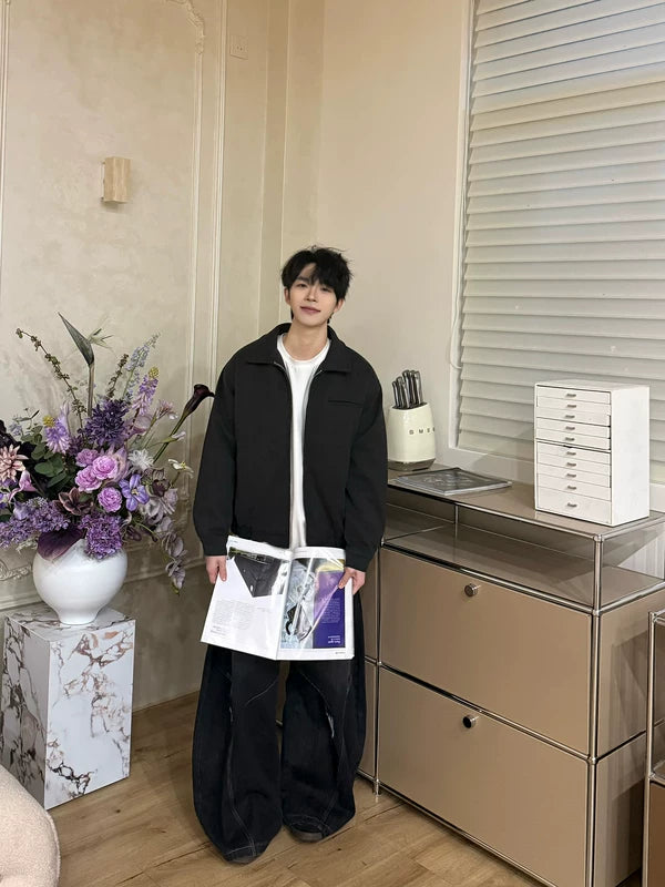 Cotton-Lined Wool Lapel Zip Jacket 3