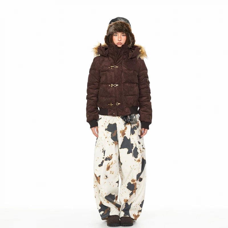 Cow Print Wide-Leg Street Style Pants 4