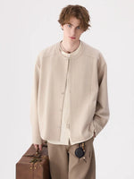 Crew Neck Button-Up Casual Sweatshirt Jacket 4