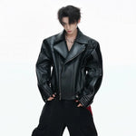 Crocodile Pattern Faux Leather Moto Jacket 2