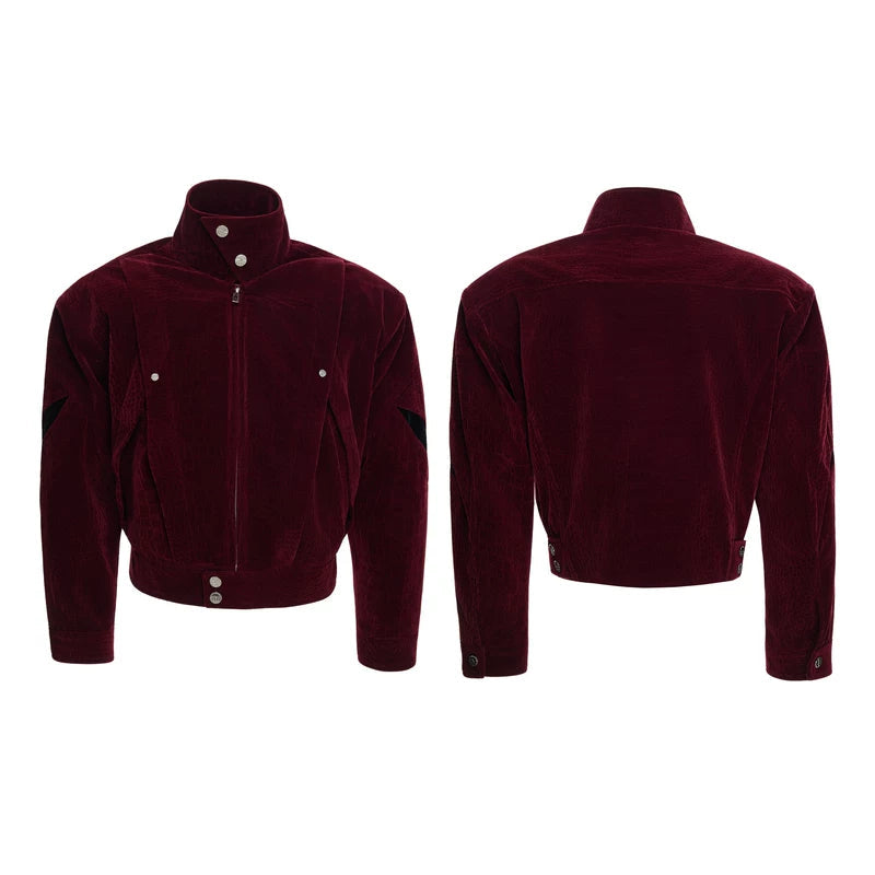 6024972889438,6024972889439,6024972889440,6024972889441, Crocodile-Pattern Velvet Short Wide Jacket