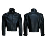 6189533046907,6189533046908,6189533046909,6189533046910,6190638091934, Crocodile Textured Stand Collar Leather Jacket