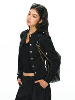 Cropped Button-Front Short Jacket 2